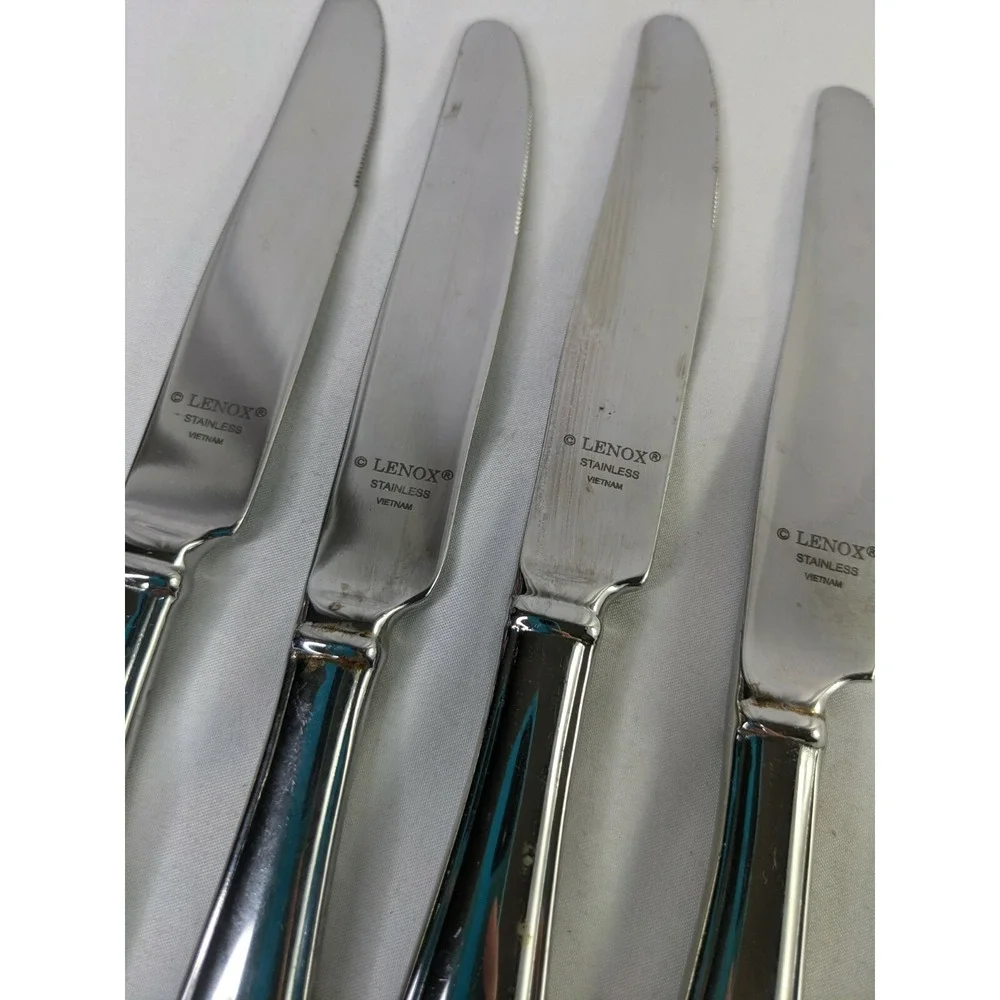 Lenox Medford Stainless Glossy 18/10 Flatware Knife‎ Lot of 4